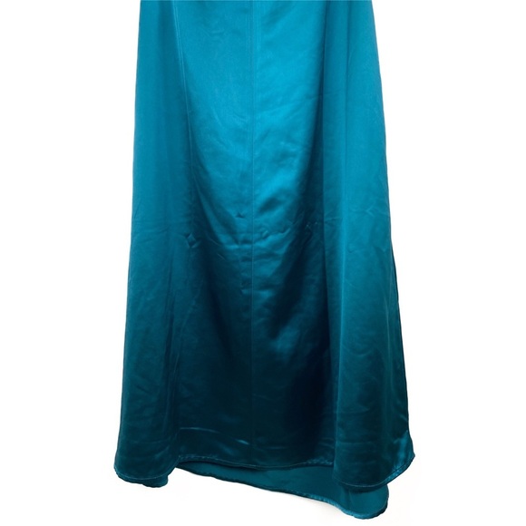 NWOT‎ Jason Wu Strappy Silky Ruched Front Midi Dress, Teal - Size L - Picture 7 of 8